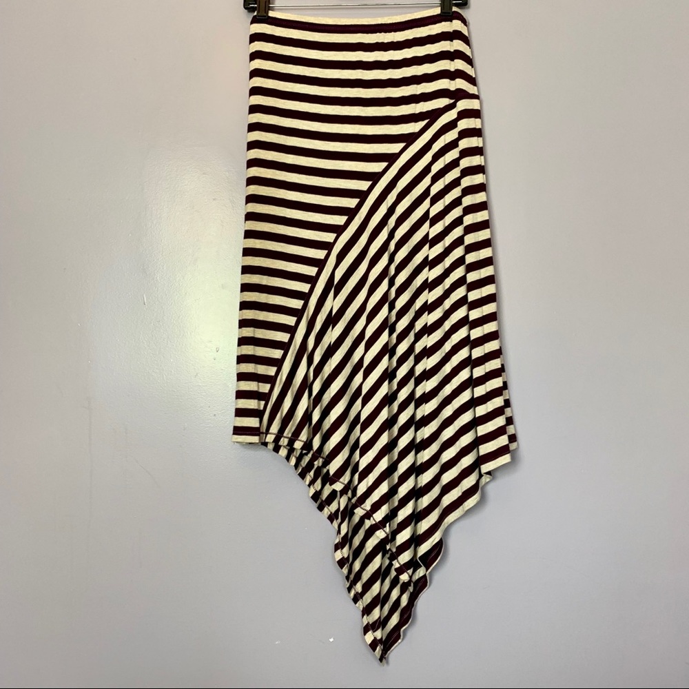 Max Studio Striped Asymmetrical Jersey Knit Skirt